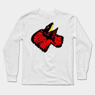 Stylized Neon Red Frilled-neck Lizard Long Sleeve T-Shirt